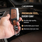 Metal Leather Brown Car Key Cover Compatible For MG Hector | MG Windsor | MG Astor | MG Gloster 3 Button smart key)