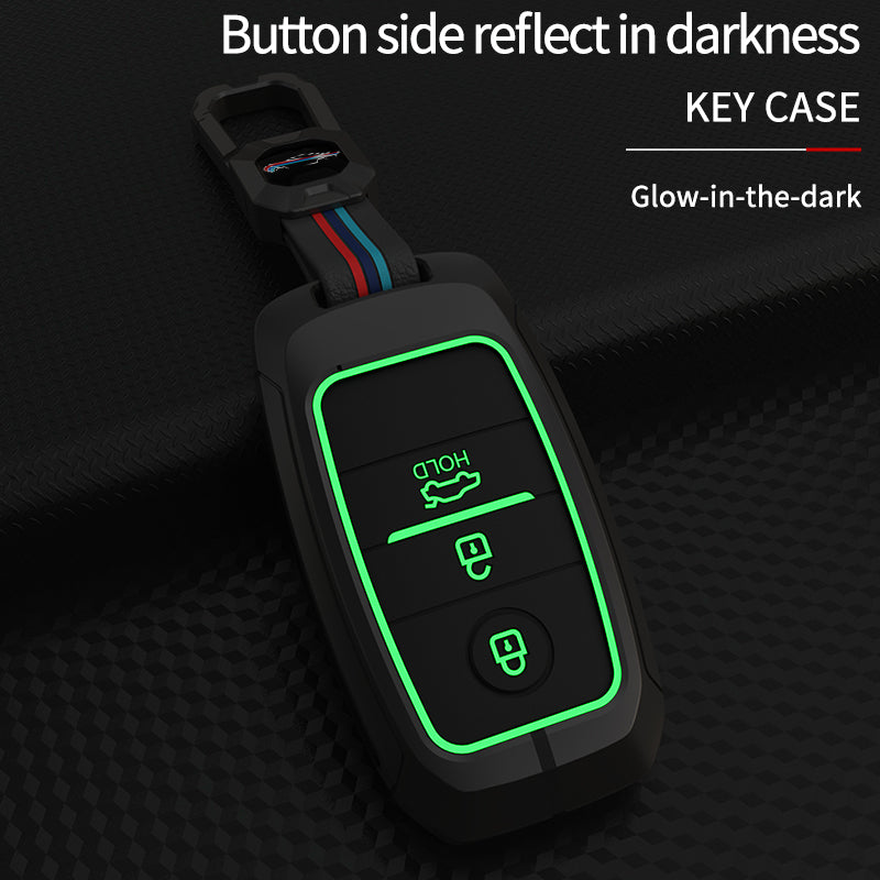 Metal Silicone Car Key Cover Compatible For Kia Seltos, Kia Sonet,Kia Carens,Kia Carnival (3 Button Smart Key)