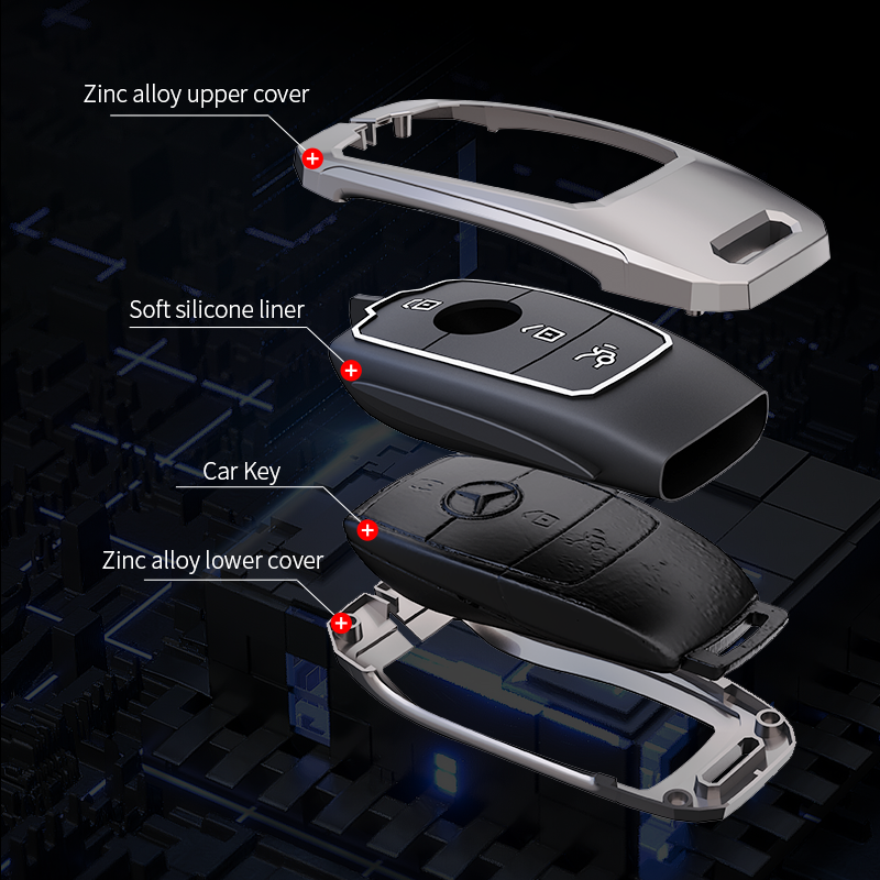 Metal Silicone Car Key Cover Compatible For Mercedes-Benz : E-Class, S-Class, A-Class, C-Class, G-Class 2020 Onwards