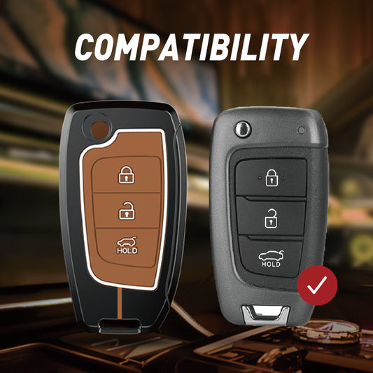 Hyundai Kona, Verna, Tucson, Venue, Aura 3 Button Flip Key cover