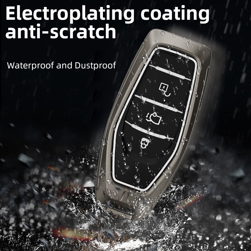 Metal Silicone Key Cover With Key Chain Compatible with Mahindra: XUV500 (3 button smart key)