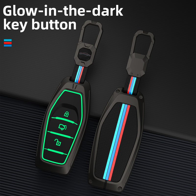 Metal Silicone Key Cover With Key Chain Compatible with Mahindra: XUV500 (3 button smart key)
