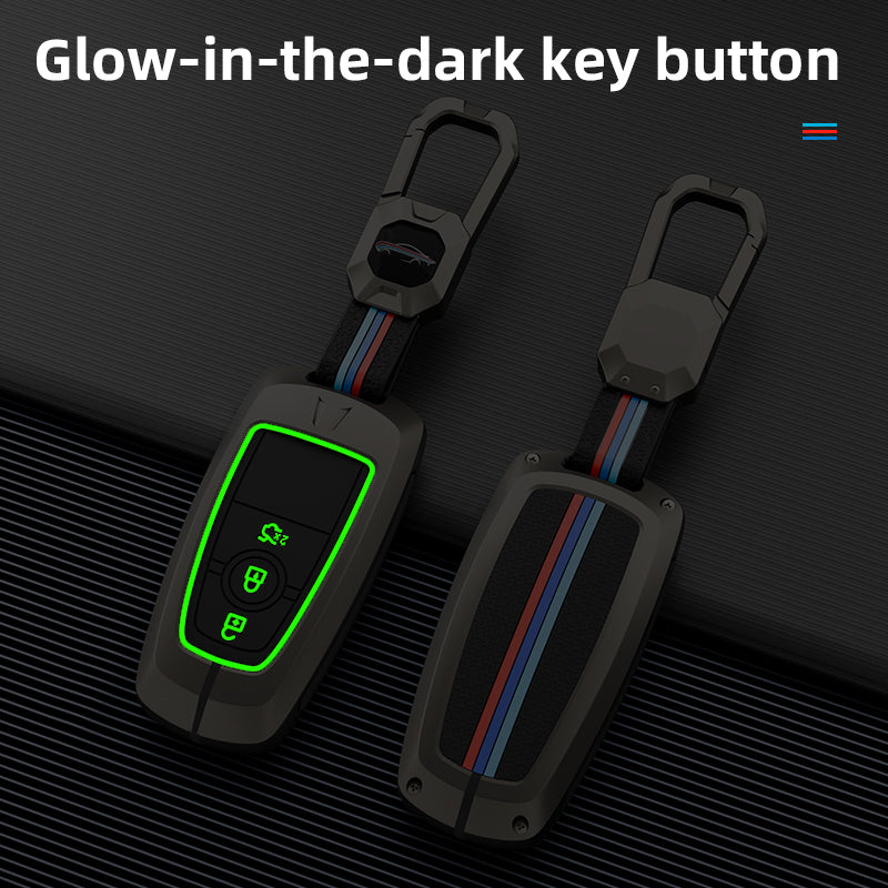 Metal Silicone Key Cover Compatible for Ford : Figo, Aspire, Ecosport, Endeavour | 3 button Smart Key