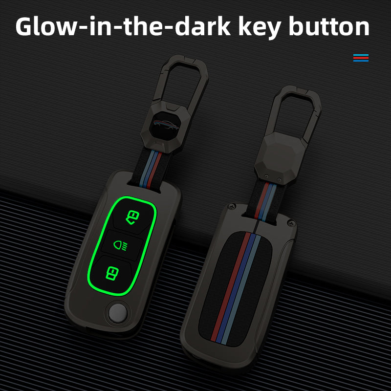 Metal Silicone Car Key Cover Compatible For Tata: Nexon, Harrier, Safari, Altroz, Punch, Tiago, Tigor, Zest, Bolt, Hexa (3 button Flip Key)