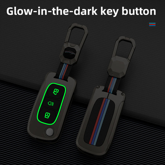 Metal Silicone Car Key Cover Compatible For Tata: Nexon, Harrier, Safari, Altroz, Punch, Tiago, Tigor, Zest, Bolt, Hexa (3 button Flip Key)