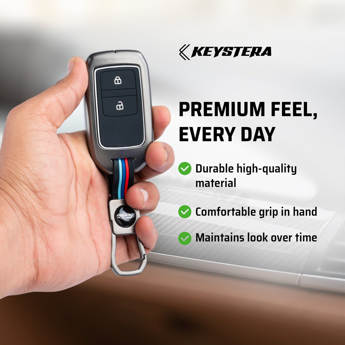 Metal Silicone Key Cover Compatible for Honda: Elevate, City, Jazz, Amaze, Accord, BR-V, CR-V, WR-V, Civic (2 button smart key)