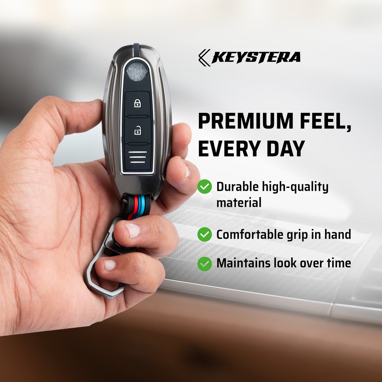Metal Silicone Key Cover Compatible for Nissan Sunny | Terrano | Magnite (2 button smart key)