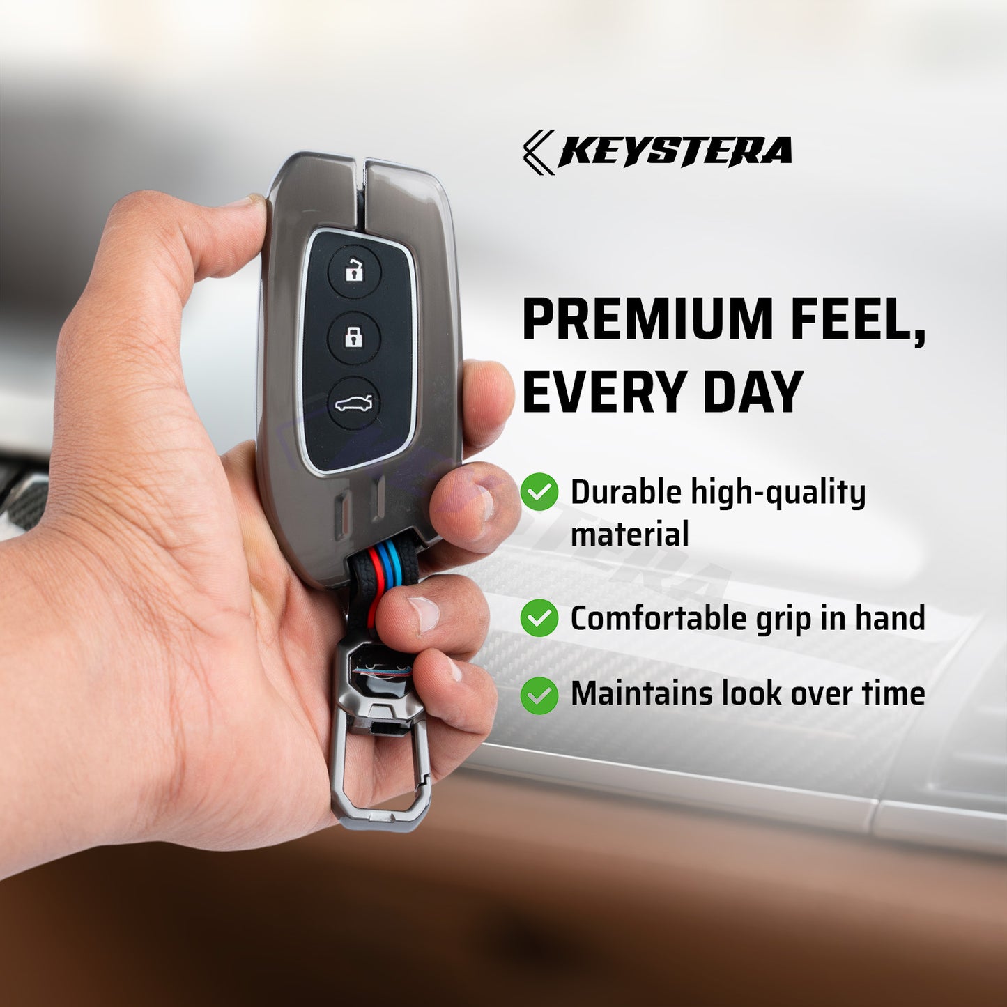 Metal Silicone Key Cover Compatible for MG Hector | MG Windsor | MG Astor | MG Gloster 3 Button smart key)