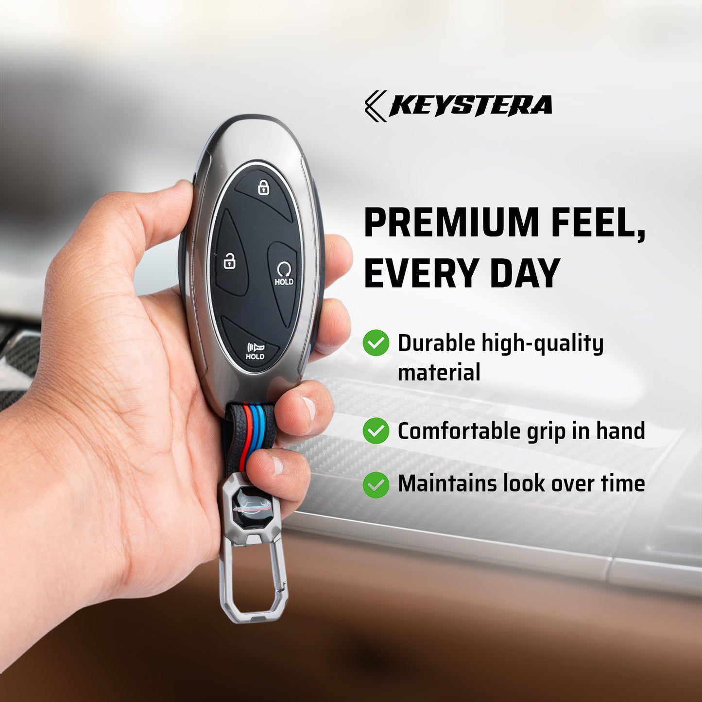 Metal Silicone Car Key Cover Compatible For Hyundai Venue 2026 3-Button Smart Key