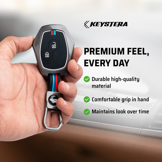 Metal Silicone Key Cover Compatible for Renault Duster | Nissan Terrano 2 Button Key