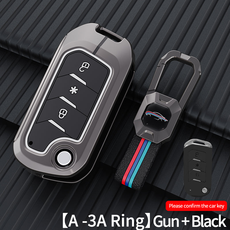 Metal Silicone Key Cover Compatible For Mahindra: Thar, Bolero, Scorpio, Scorpio-N, XUV700, XUV400, XUV3x0, XUV300, TUV300, Marazzo (3 button flip key)