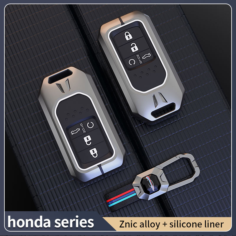 Metal Silicone Car Key Cover Compatible For Honda : City, Civic, Jazz, Brio, Amaze, Cr-v, Wr-v, Br-v, Mobilio (4B Smart Key)