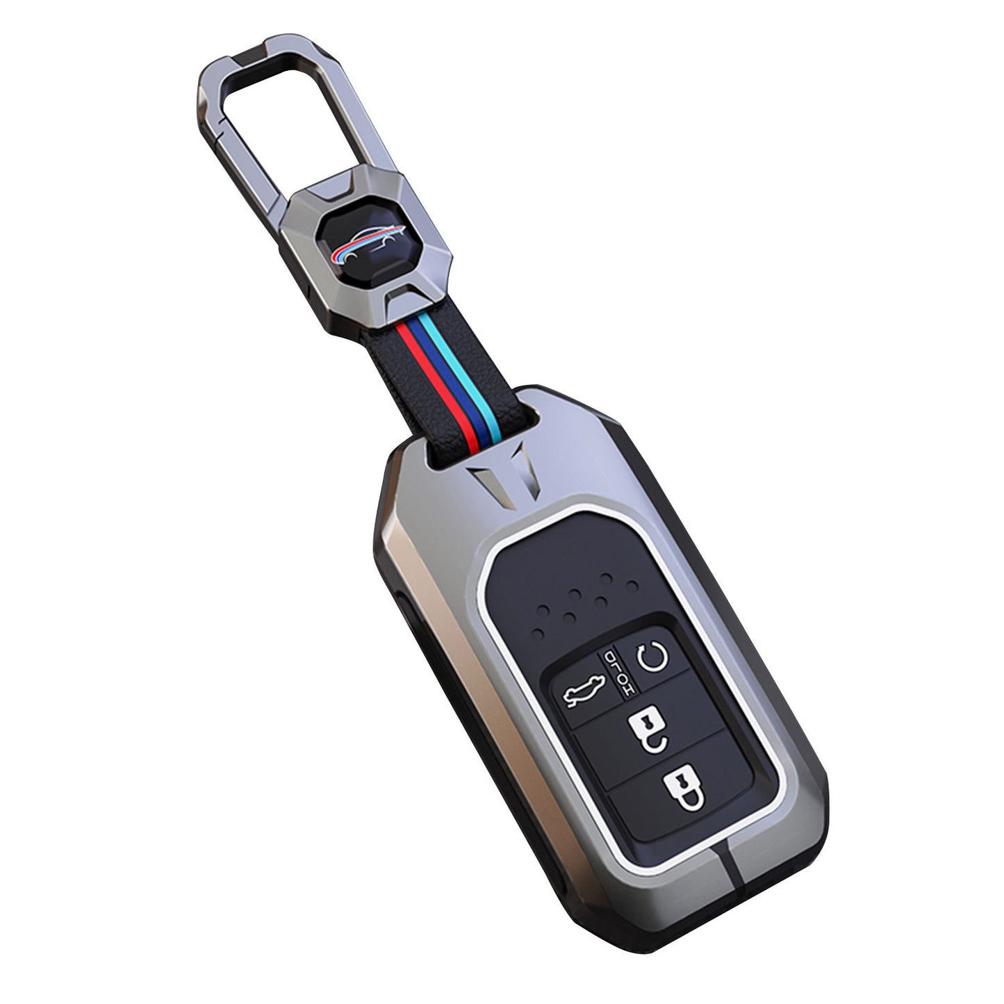 Metal Silicone Car Key Cover Compatible For Honda : City, Civic, Jazz, Brio, Amaze, Cr-v, Wr-v, Br-v, Mobilio (4B Smart Key)
