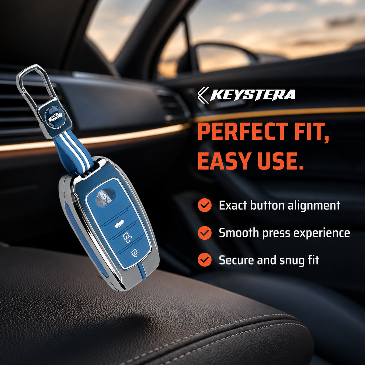 Metal Key Cover Compatible For Toyota: Innova Crysta, HyCross, Hilux, Fortuner, Legender, Land Cruiser, Camry (3 button smart key)