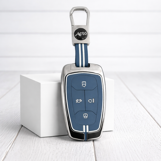 Metal Key Cover Compatible For Tata: Nexon, Harrier,Tiago, Tigor BS6, Tigor EV, Safari 2021, Altroz, Safari Gold, Gravitas, Punch (4 button smart key)