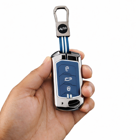 Metal Key Cover Compatible For Mahindra: Thar, Bolero, Scorpio, Scorpio-N, XUV700, XUV400, XUV3x0, XUV300, TUV300, Marazzo (3 button flip key)