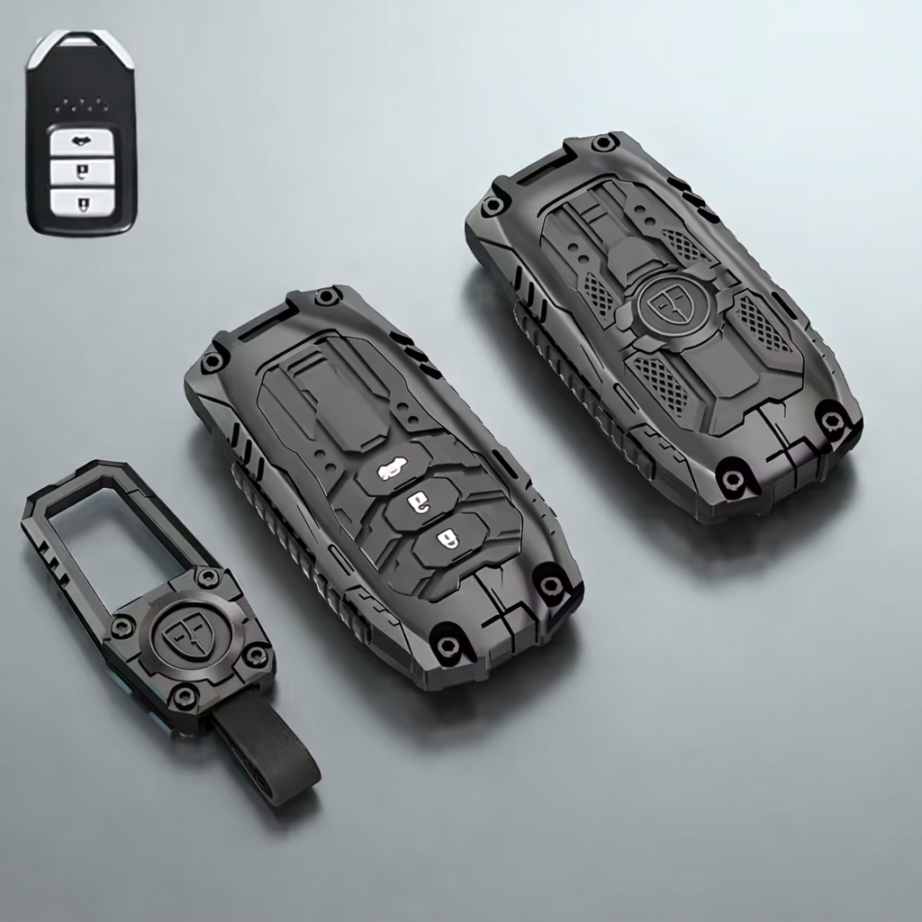 Metal Transformer Key Cover Compatible For Honda: City, Civic, Jazz, Brio, Amaze, Cr-v, Wr-v, Br-v, Mobilio 3 Button Smart Key