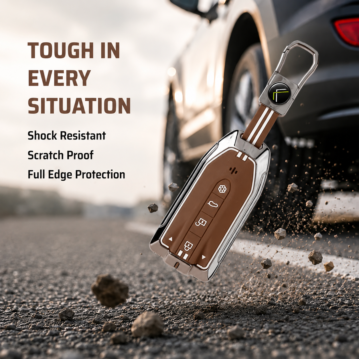 Metal Silicone Key Cover with keychain Compatible For Mahindra XEV 9e, BE 6e & 7XO (6 Button) (Copy)