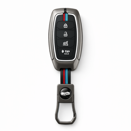 Metal Silicone Key Cover Compatible for New Hyundai New Verna | Verna 2020 Smart Key (4 Button Smart key)