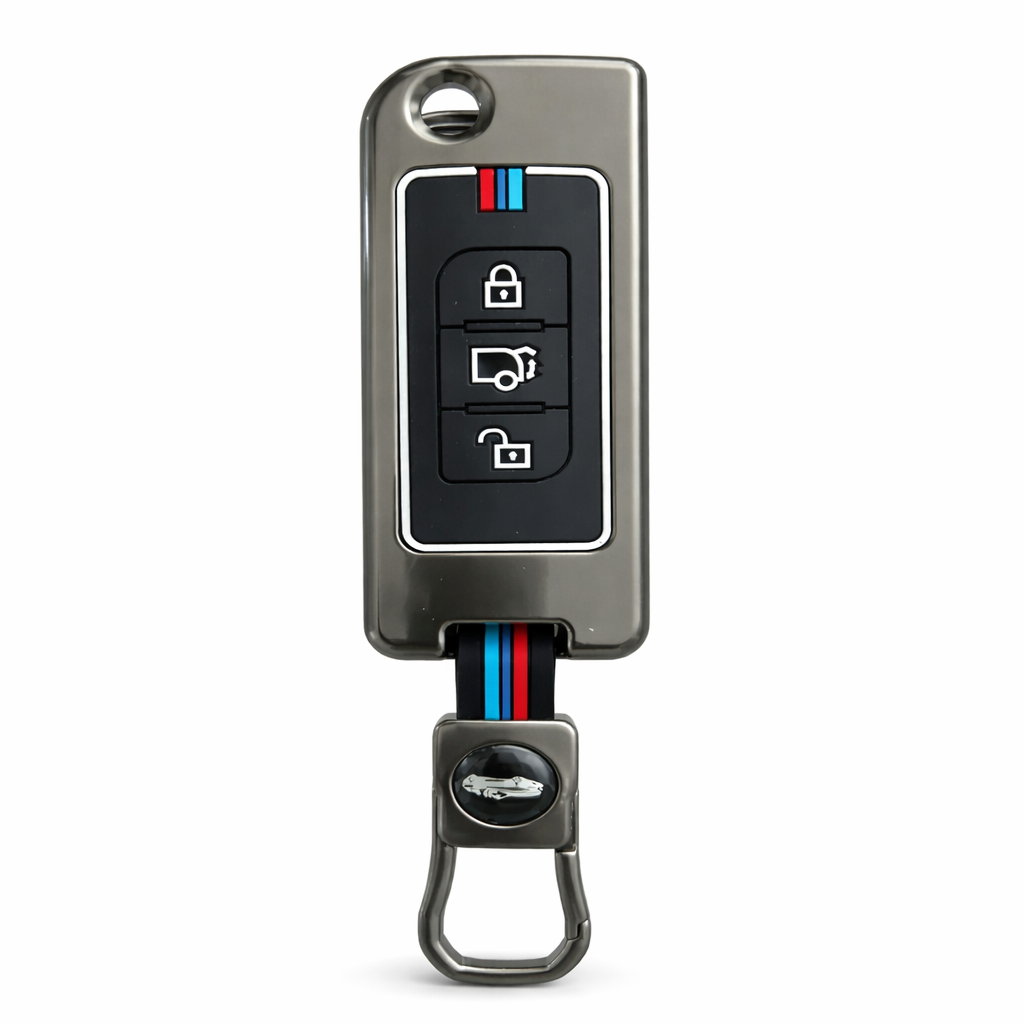 Metal Silicone Key Cover Compatible for Mahindra : XUV500 (3 Button Flip Key)