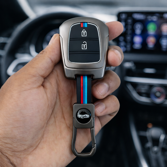 Metal Silicone Key Cover Compatible for Hyundai Grand i10 | Santro (2 Button Key)