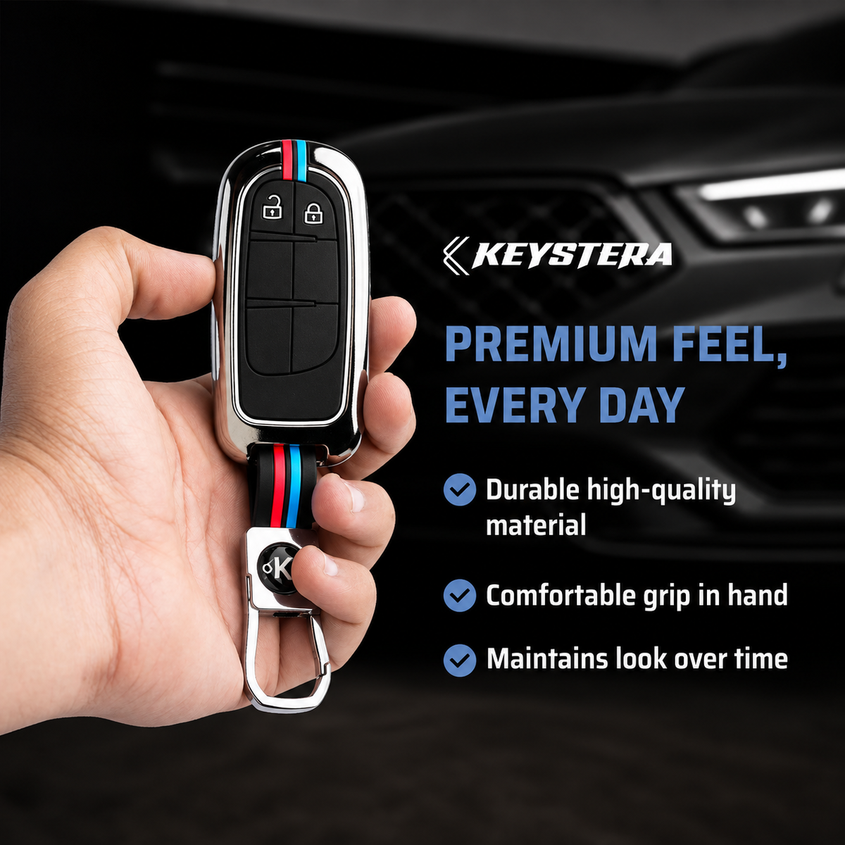 Metal Silicone Car Key Cover Compatible For Jeep Compass, Jeep Compass Trailhawk Smart Key