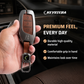 Metal Leather Brown Car Key Cover Compatible For MG Astor, MG ZS EV (3 Button smart key)
