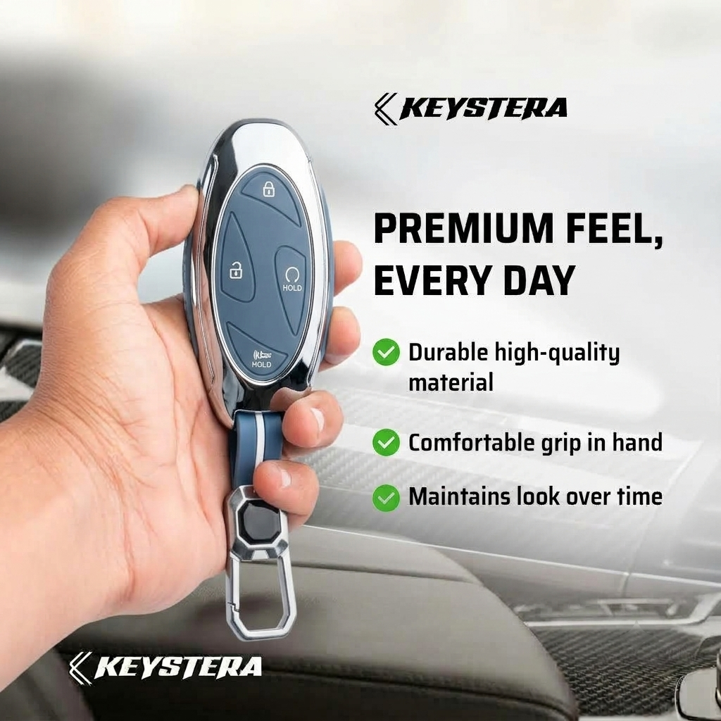 Metal Silicone Car Key Cover Compatible For Hyundai Venue 2026 3-Button Smart Key