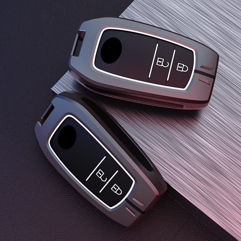 Metal Silicone Car Key Cover Compatible For Toyota: Innova Crysta, Innova HyCross, Hilux (2 button smart key)
