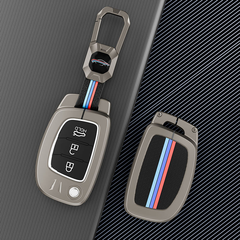 Metal Silicone Key Cover Compatible For Hyundai : Creta, Venue, Tucson, Alcazar, I20, Grand i10, Aura, Xcent, Exter