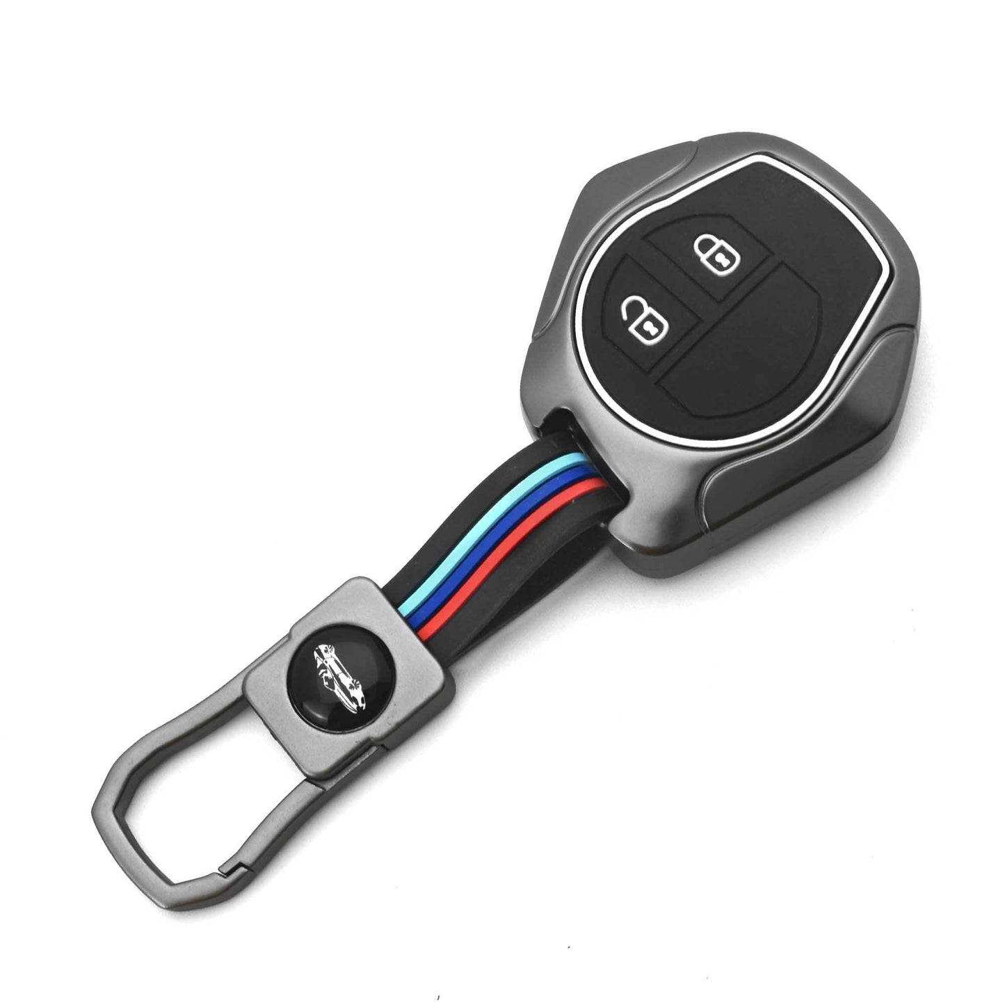Metal Silicone Car Key Cover Compatible For Suzuki: Swift, Dzire, Grand Vitara, Fronx, Jimny, XL6, Ignis, Ertiga, Baleno, Vitara Brezza, Celerio, Ciaz