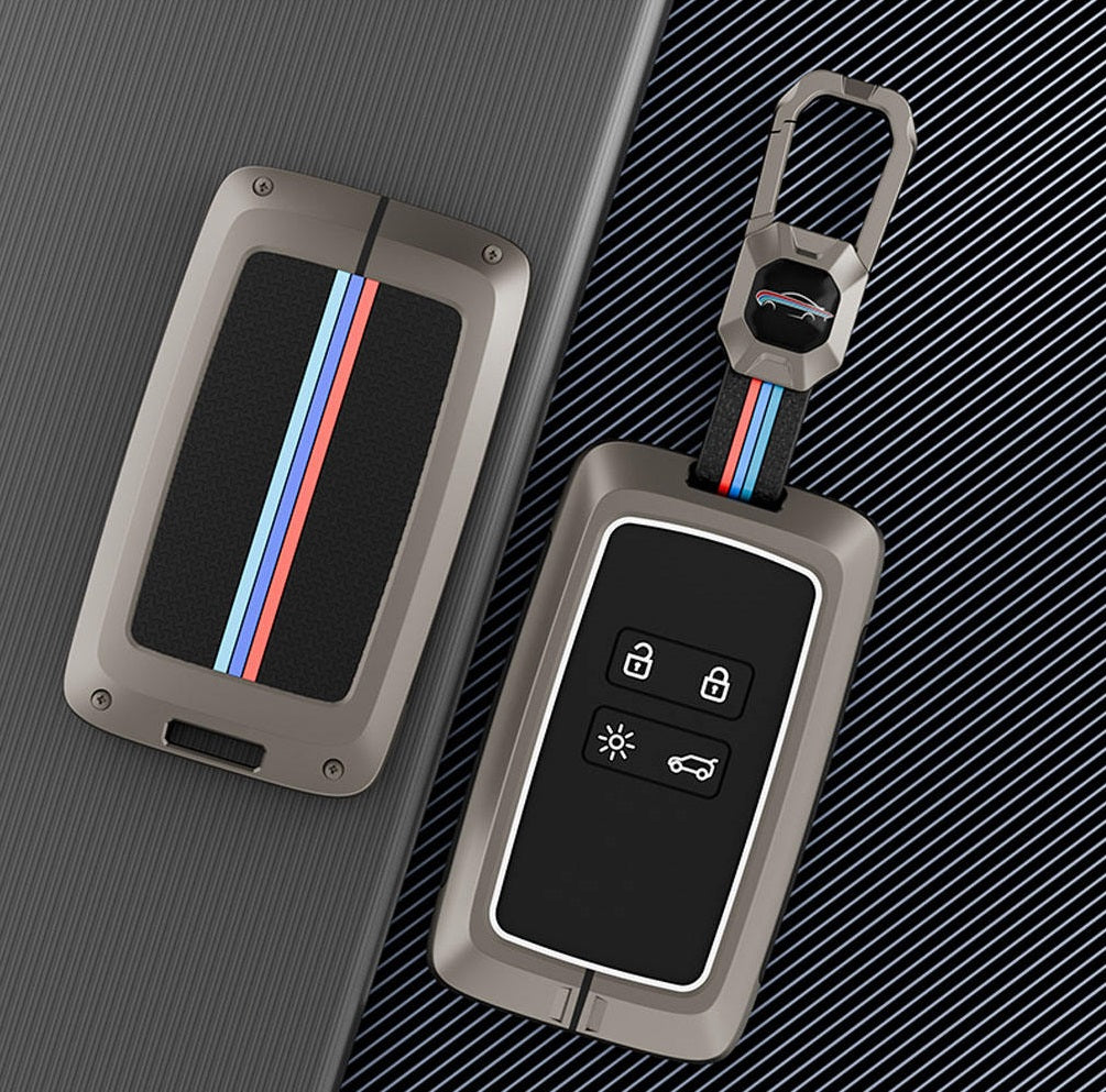 Metal Silicone Key Cover Compatible For Renault Triber | Kiger | New Kwid Smart Key