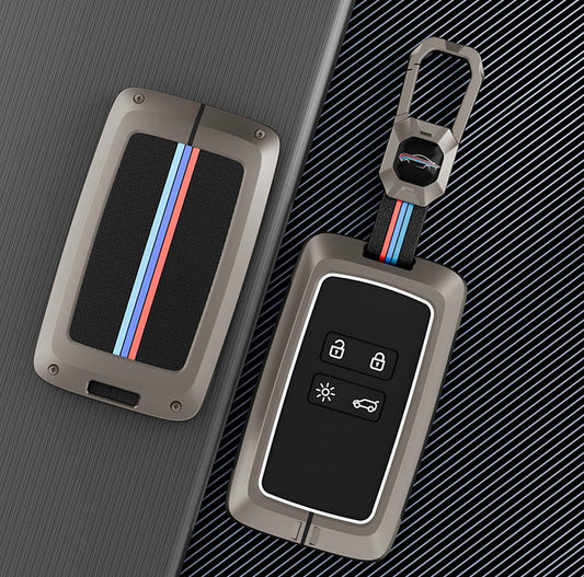 Metal Silicone Key Cover Compatible For Renault Triber | Kiger | New Kwid Smart Key