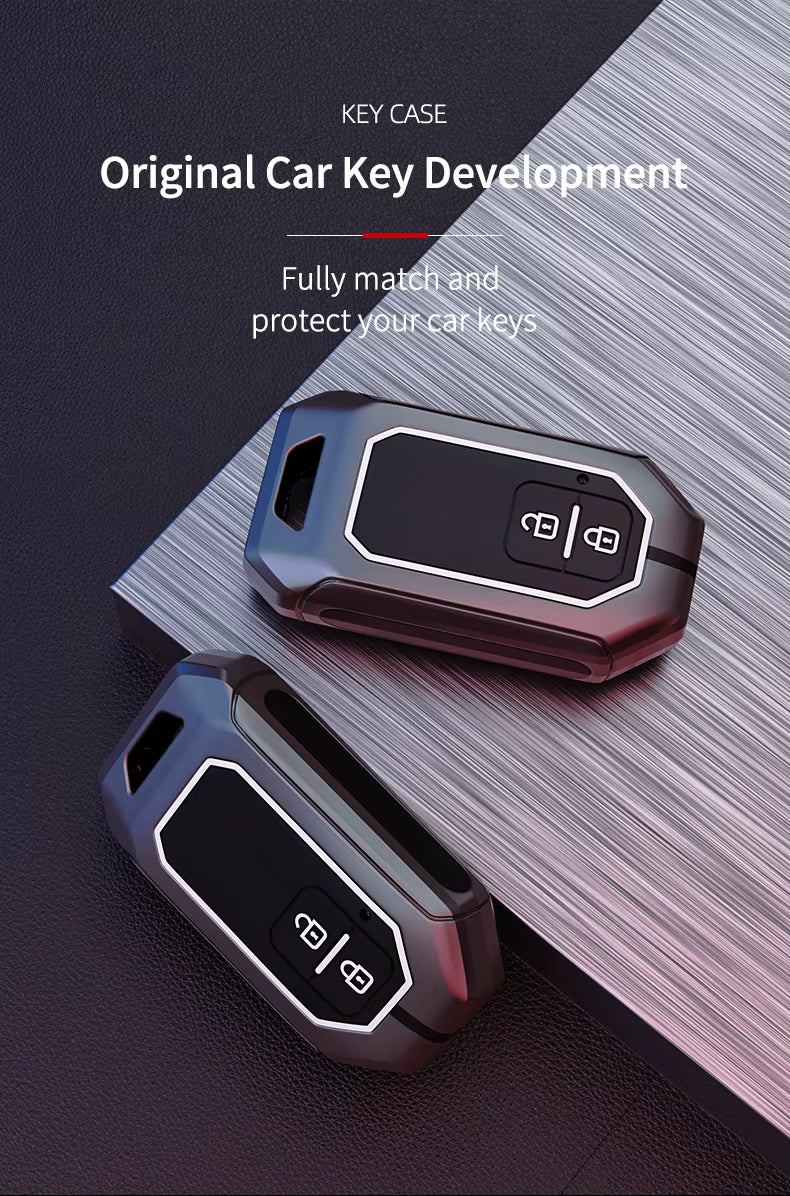 Metal Silicone Car Key Cover Compatible For Suzuki:Swift, Dzire, Baleno, Ertiga, Grand Vitara, Brezza, Fronx, Jimny XL6, & Toyota:Glanza, Urban Cruiser Hyryder