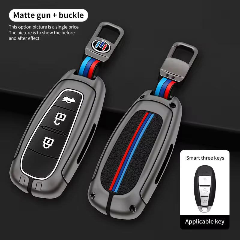 Metal Silicone Car Key Cover Compatible For Suzuki: Baleno, Ciaz, Grand Vitara, Brezza, S Cross, Swift, Ignis, XL6, Fronx, Jimny, Grand Vitara
