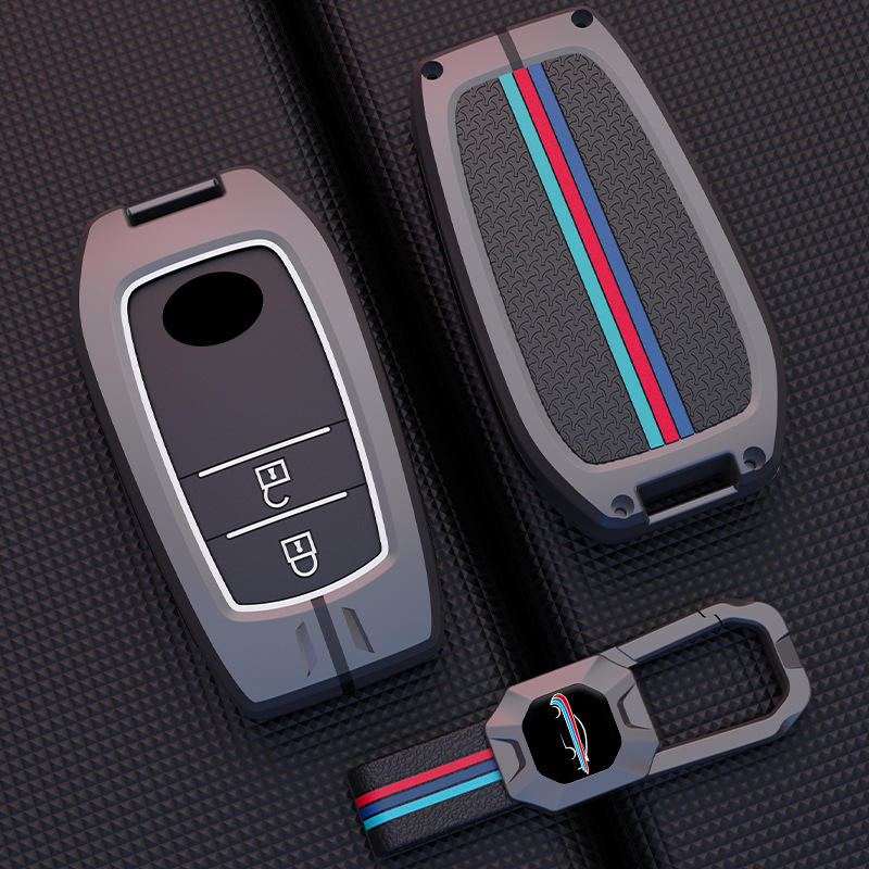 Metal Silicone Car Key Cover Compatible For Toyota: Innova Crysta, Innova HyCross, Hilux (2 button smart key)