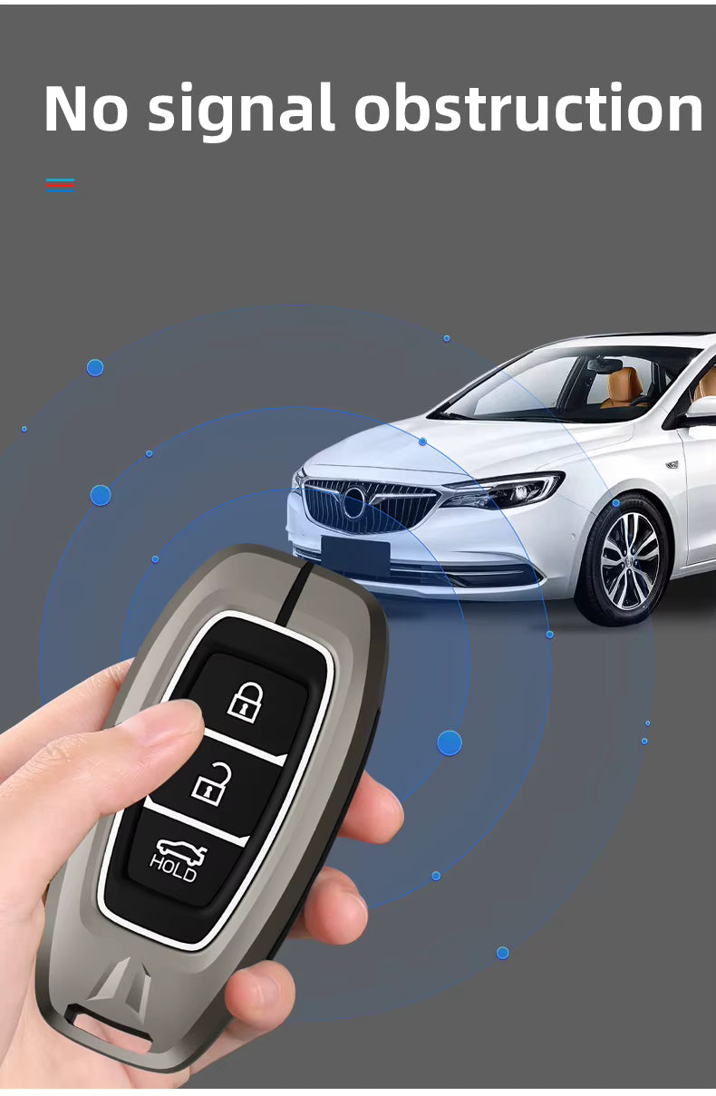 Metal Silicone Car Key Cover Compatible For Hyundai : i20, Kona, Verna 2018 onwards (3 button smart key)
