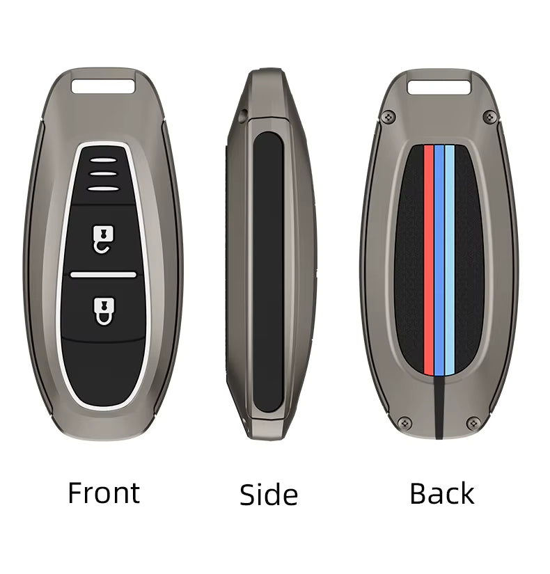 Metal Silicone Car Key Cover Compatible For Suzuki: Baleno, Ciaz, Ignis, S-Cross, Grand Vitara, Brezza & Toyota Urban Cruiser (3 Button smart key)