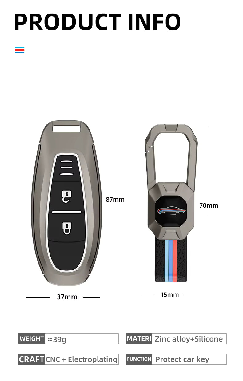 Metal Silicone Car Key Cover Compatible For Suzuki: Baleno, Ciaz, Ignis, S-Cross, Grand Vitara, Brezza & Toyota Urban Cruiser (3 Button smart key)