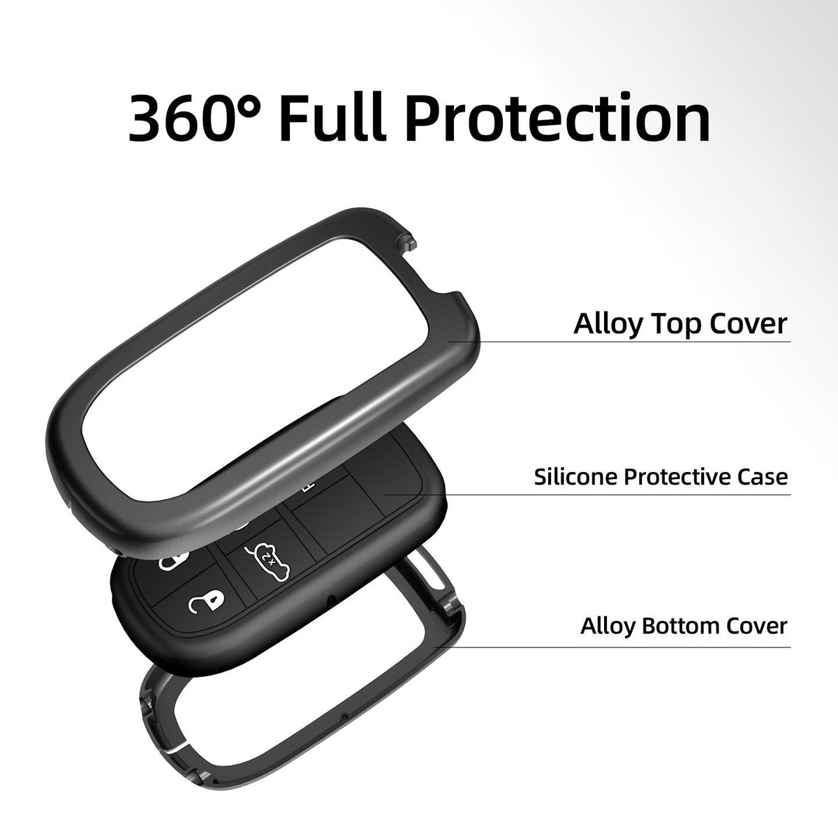 Keystera Metal Silicone Car Key Cover Compatible For Jeep Compass Smart Key