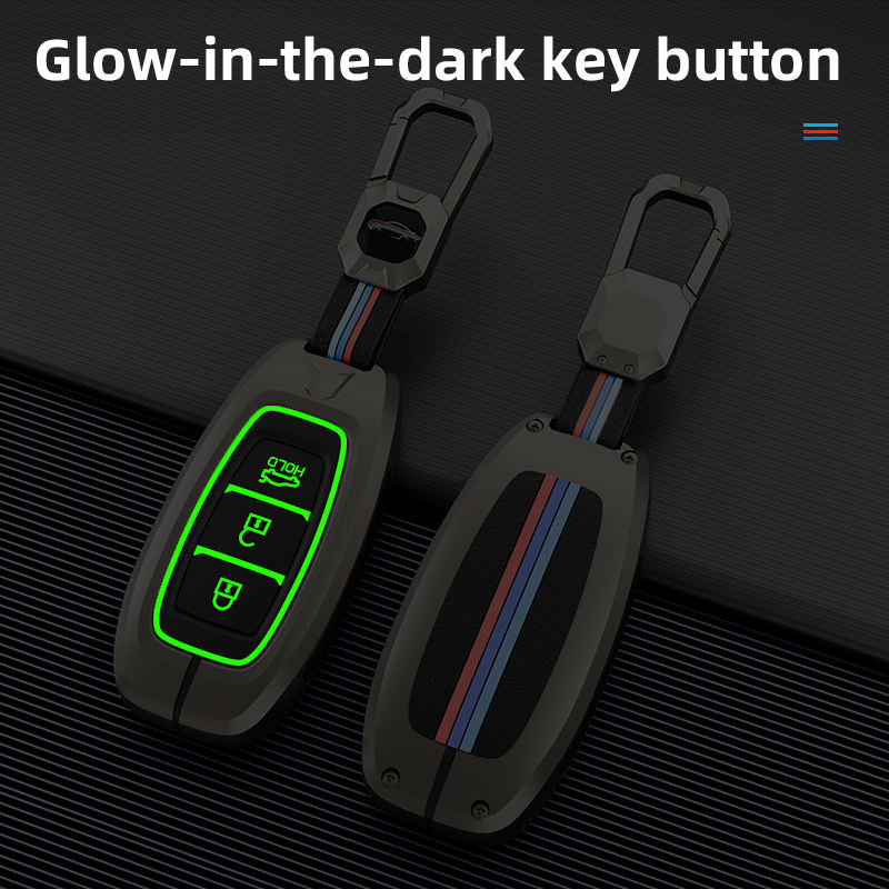 Metal Silicone Car Key Cover Compatible For Hyundai : i20, Kona, Verna 2018 onwards (3 button smart key)