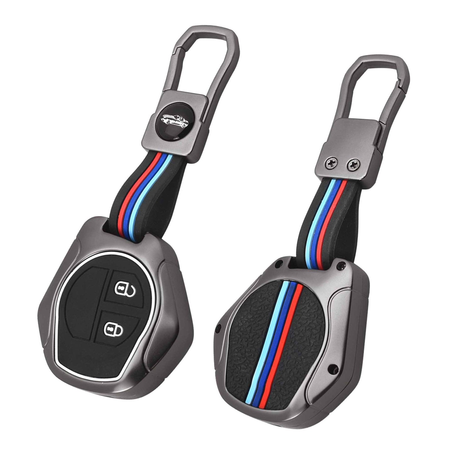 Metal Silicone Car Key Cover Compatible For Suzuki: Swift, Dzire, Grand Vitara, Fronx, Jimny, XL6, Ignis, Ertiga, Baleno, Vitara Brezza, Celerio, Ciaz