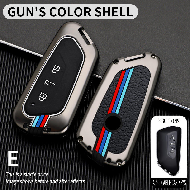 Metal Silicone Car Key Cover Compatible For Skoda Octavia | Volkswagen Virtus 3 Button Smart Key