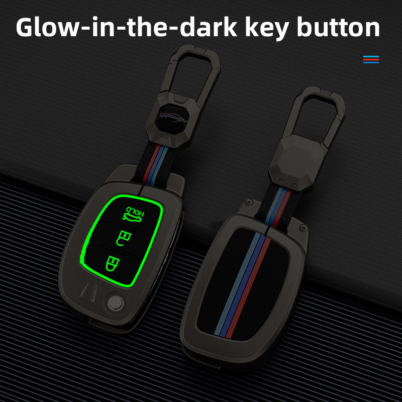 Metal Silicone Key Cover Compatible For Hyundai : Creta, Venue, Tucson, Alcazar, I20, Grand i10, Aura, Xcent, Exter