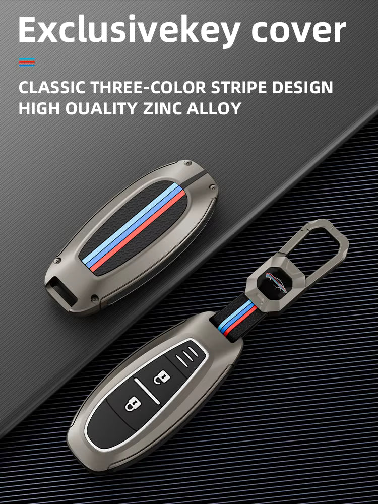 Metal Silicone Car Key Cover Compatible For Suzuki: Baleno, Ciaz, Ignis, S-Cross, Grand Vitara, Brezza & Toyota Urban Cruiser (3 Button smart key)