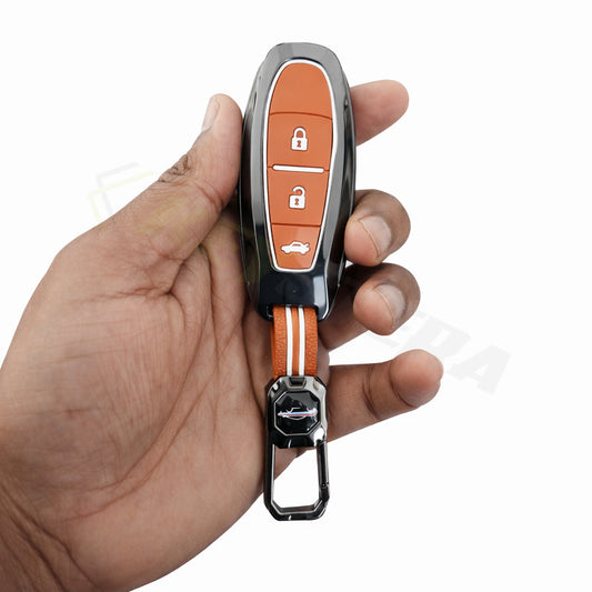 Metal Sapphire Brown Car Key Cover Compatible For Suzuki: Baleno, Ciaz, Grand Vitara, Brezza, S Cross, Swift, Ignis, XL6, Fronx, Jimny, Grand Vitara
