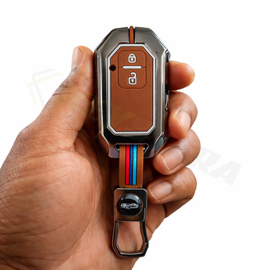 Metal Key Cover Compatible For Suzuki:Swift, Dzire, Baleno, Ertiga, Grand Vitara, Brezza, Fronx, Jimny XL6, & Toyota:Glanza, Urban Cruiser Hyryder