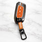 Metal Sapphire Key Cover With Key Chain Compatible with MG Hector | MG Windsor | MG Astor | MG Gloster 3 Button smart key)