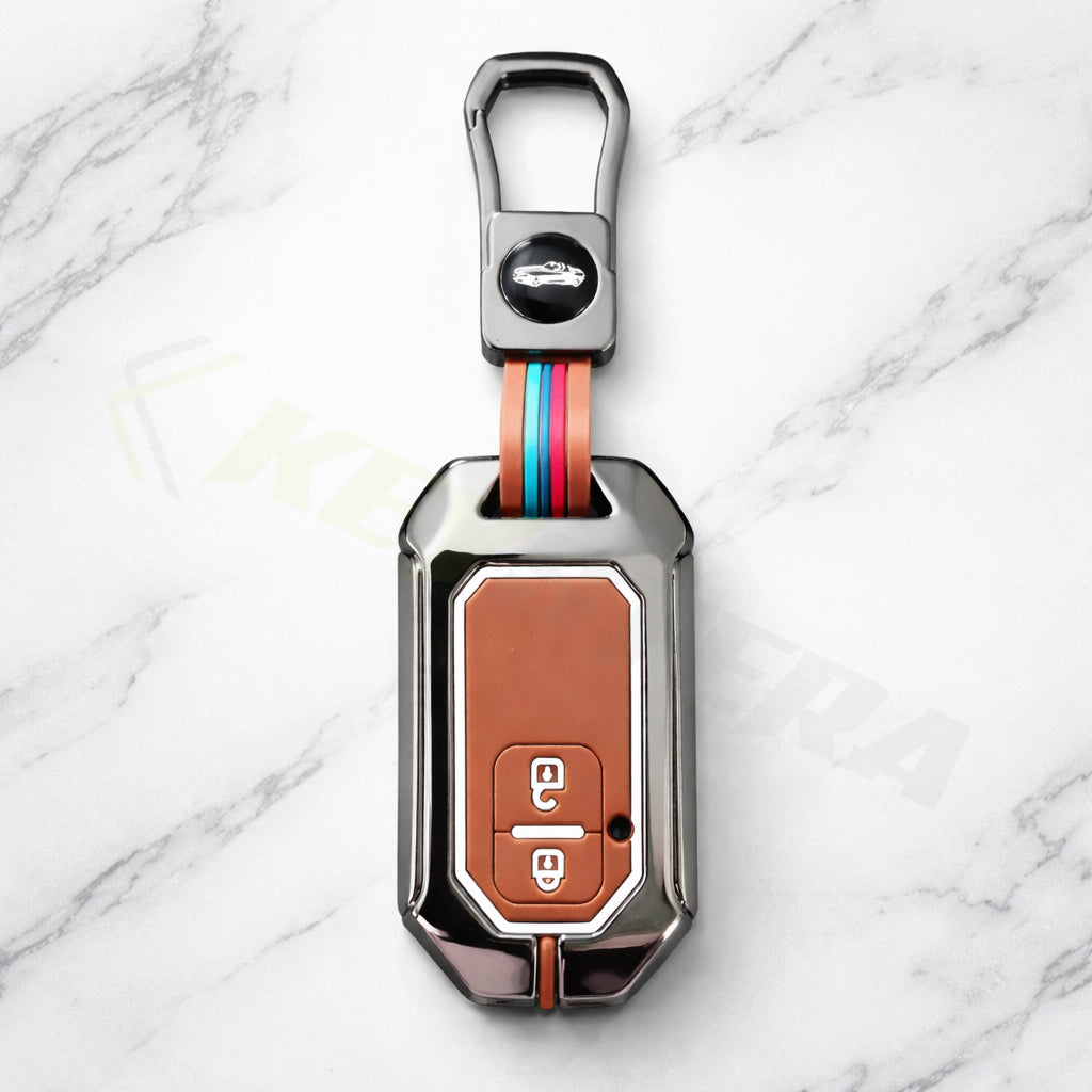 Metal Key Cover Compatible For Suzuki:Swift, Dzire, Baleno, Ertiga, Grand Vitara, Brezza, Fronx, Jimny XL6, & Toyota:Glanza, Urban Cruiser Hyryder