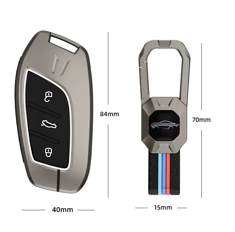 Metal Silicone Key Cover Compatible for MG Astor, MG ZS EV (3 Button smart key)